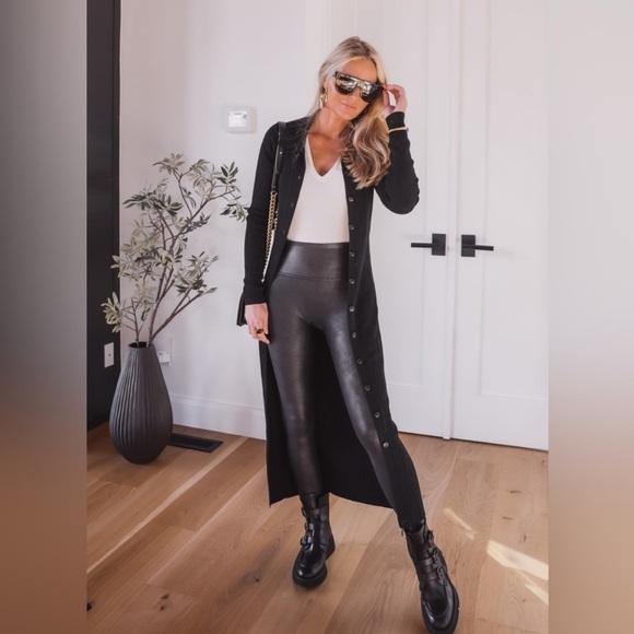 Spanx Black Faux Leather Leggings Women’s Large - Picture 1 of 8